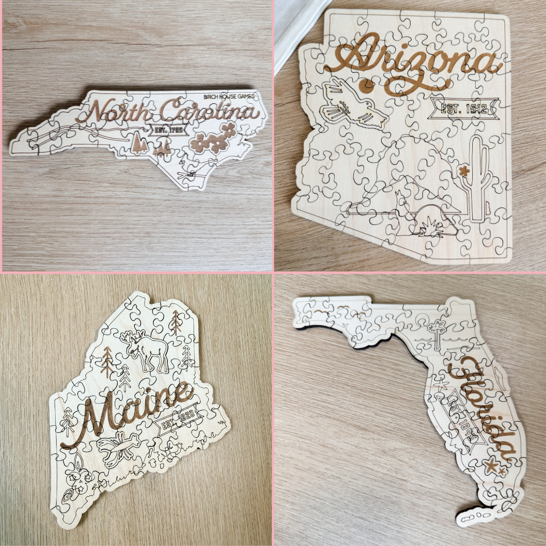 State-Themed Wooden Jigsaw Puzzle | USA Travel Gift